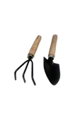 VEHER Ahşap (Çam) SİYAH Renk 6 Katlı Bitki Standı, Kilitlenebilir Tekerlekler + Mini Bahçe Seti - 6