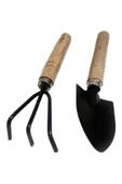 VEHER Ahşap (Çam) ALTIN VARAK Renk 4 Katlı Bitki Standı, Kilitlenebilir Tekerlekler + Mini Bahçe Set - 5