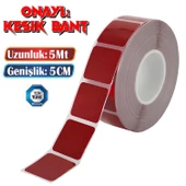 Tüvtürk Onaylı 5 Metre Kırmızı Parçalı Reflektörlü Reflektif Fosforlu Şerit Bant Kesikli İkaz Bandı thumbnail 1