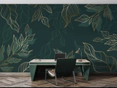 Altın Çizgili Yeşil Yaprak Duvar Kağıdı thumbnail 4