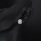 Beyaz Altın Vidalı Baget Altın Küpe - 3