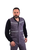 ESER - V Yaka Gabardin Yelek - İş Yeleği - Gri thumbnail 1