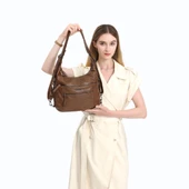 Yıkama Deri Hem Sırt Hem Omuz Kadın Çantası 21-K Barcelona 1890 - 8