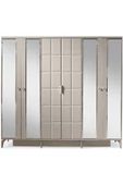 Paris Gardırop-mdf-kum Beji-230x58x210cm-6 Kapak-aynalı Kapak-ücretsiz Nakliye Ve Montaj - 1