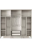 Milano Gardırop-mdf-kum Beji-230x58x210cm-6 Kapak-aynalı Kapak-ücretsiz Nakliye Ve Montaj - 2