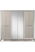 Dresden Gardırop-mdf-kum Beji-230x58x210cm-6 Kapak-aynalı Kapak-ücretsiz Nakliye Ve Montaj - 1
