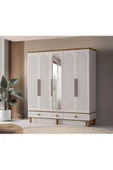 Ücretsiz Montaj-%100 MDF-Aytaşı-Bohem Mahlas 5 kapaklı Aynalı Gardırop - 3