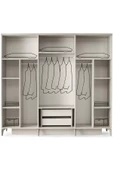 Paris Gardırop-mdf-kum Beji-230x58x210cm-6 Kapak-aynalı Kapak-ücretsiz Nakliye Ve Montaj - 2