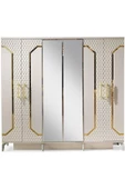 Milano Gardırop-mdf-kum Beji-230x58x210cm-6 Kapak-aynalı Kapak-ücretsiz Nakliye Ve Montaj - 1