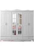 Riga Gardırop-mdf-beyaz-240x60x220cm-6 Kapak-aynalı Kapak-ücretsiz Nakliye Ve Montaj - 1