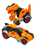 Trex Dinazor Figür Araba Sürtmeli Teker Transformers Robot Dinozor 15cm TURUNCU - 2