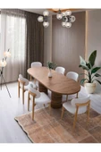 Ücretsiz Montaj-%100 Mdf-ceviz-bohem Platin Yemek Odası Takımı - 2