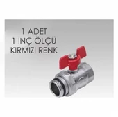 KALDE 1'' KELEBEK KOLLU RAKORLU KÜRESEL KOLLEKTÖR BAĞLANTI VANA 1 İNÇ 1 ADET KIRMIZI - 1