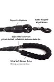 Köpekler İçin Gezdirme Tasması Reflektörlü 130 cm Halat Orta ve Büyük Boy Köpekler İçin Siyah - 2