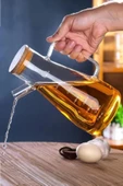 Kapris 2 Adet Bambu Kapaklı Borosilikat Cam Yağlık Sirkelik 900ml 16532 - 2
