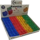 Bafix Kalemtıraş Plastik Tek Bölmeli Kapaklı Kalemtraş 72 Li Paket - 1