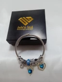 mavi kalpli çelik bileklik - 3