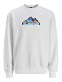 Jack Jones Mountaın Logo Bisiklet Yaka Erkek Sweat 12262094 thumbnail 1