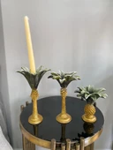 Palmiye Şamdan 3 lü Mumluk polyesrer - 9