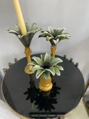 Palmiye Şamdan 3 lü Mumluk polyesrer - 10