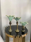 Palmiye Şamdan 3 lü Mumluk polyesrer - 7