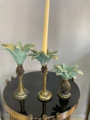 Palmiye Şamdan 3 lü Mumluk polyesrer - 5