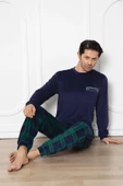 Aydoğan Erkek Kadife Kışlık Bisiklet Yaka Uzun Kol Pijama Takımı 13016 - 1 Adet  XL Lacivert - 2