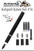 Kaligrafi Dolma Kalem Seti 4 lü 1 Paket Mavi ve Siyah Yedek Mürekkep Hat Yazma Tasarım Sanat Kalemi Hattat - 2