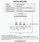 TT Aydınlatma TT314-3TPL-YM-KR  Büyük Sarmal Modeli Yemek Masası Krom Kaplama Led Avize - 4