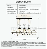 TT Aydınlatma TT314-3TPL-YM-SY  Büyük Sarmal Modeli Yemek Masası Mat Siyah Led Avize - 4
