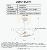 TT Aydınlatma TT310-1TPL-BY  Trio Modeli Mat Beyaz Tek Toplu 3 Renk Modüllü Ledli Avize thumbnail 4