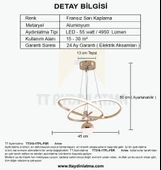 TT Aydınlatma TT310-1TPL-FSR  Trio Modeli Fransız Sarı Kaplama Tek Toplu 3 Renk Modüllü Ledli Avize thumbnail 4