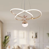 TT Aydınlatma TT310-1TPL-FSR  Trio Modeli Fransız Sarı Kaplama Tek Toplu 3 Renk Modüllü Ledli Avize thumbnail 3