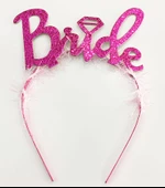 Fuşya Renk Bekarlığa Veda İtalik Yazı Alyanslı Bride Taç - 1