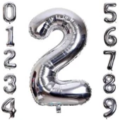 Gümüş Rengi Folyo Rakam Balon 1 Metre thumbnail 2