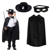 Zorro Pelerin Şapkası ve Maske Seti Çocuk Boy - 1