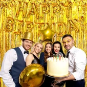 Ekstra Metalize Parlak Saçaklı Arka Fon Perde Gold thumbnail 2