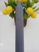 qosrix 5'li Gri Şamdan Soya Mumu 1. Kalite Doğal Vanilya Kokulu Uzun Çubuk Konik Mum Dekoratif thumbnail 3