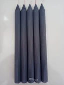 qosrix 5'li Gri Şamdan Soya Mumu 1. Kalite Doğal Vanilya Kokulu Uzun Çubuk Konik Mum Dekoratif thumbnail 1