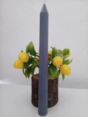 qosrix 5'li Gri Şamdan Soya Mumu 1. Kalite Doğal Vanilya Kokulu Uzun Çubuk Konik Mum Dekoratif thumbnail 4