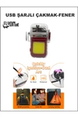 Usb Şarjli Fener- Elektronik Çakmak Fonksiyonlu Kamp  Taşima Askili Çakmaklik Seyehat Kilitli - 1