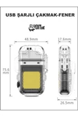 Usb Şarjli Fener- Elektronik Çakmak Fonksiyonlu Kamp  Taşima Askili Çakmaklik Seyehat Kilitli - 3
