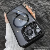 iPhone 13 Uyumlu Kılıf Klon Stantlı + Lens Korumalı MagSafe Kapak thumbnail 3