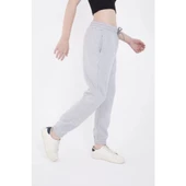Lucky Life Kadın Lastikli Üç İplik Baskılı Eşofman Pantolon - Gri - 1