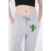 Lucky Life Kadın Lastikli Baskılı Eşofman Pantolon - Gri - 2