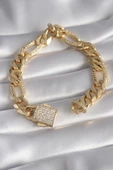 MuI MuI Gold Renk Zirkon Taşlı Zincir VIP Exclusive Seri Gurmet Model Kadın - 1