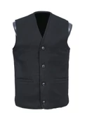 V Yaka Kaşe Kumaş Düğmeli Erkek Yelek Siyah Renk - 1