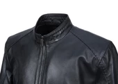 Punto Dikişli Beli Lastikli Model Erkek Spor Deri Mont - 7