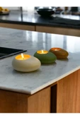 Three Drops Minimal Dekoratif Beton Tealight Mumluk 3'lü Set - 4