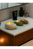 Three Drops Minimal Dekoratif Beton Tealight Mumluk 3'lü Set - 2